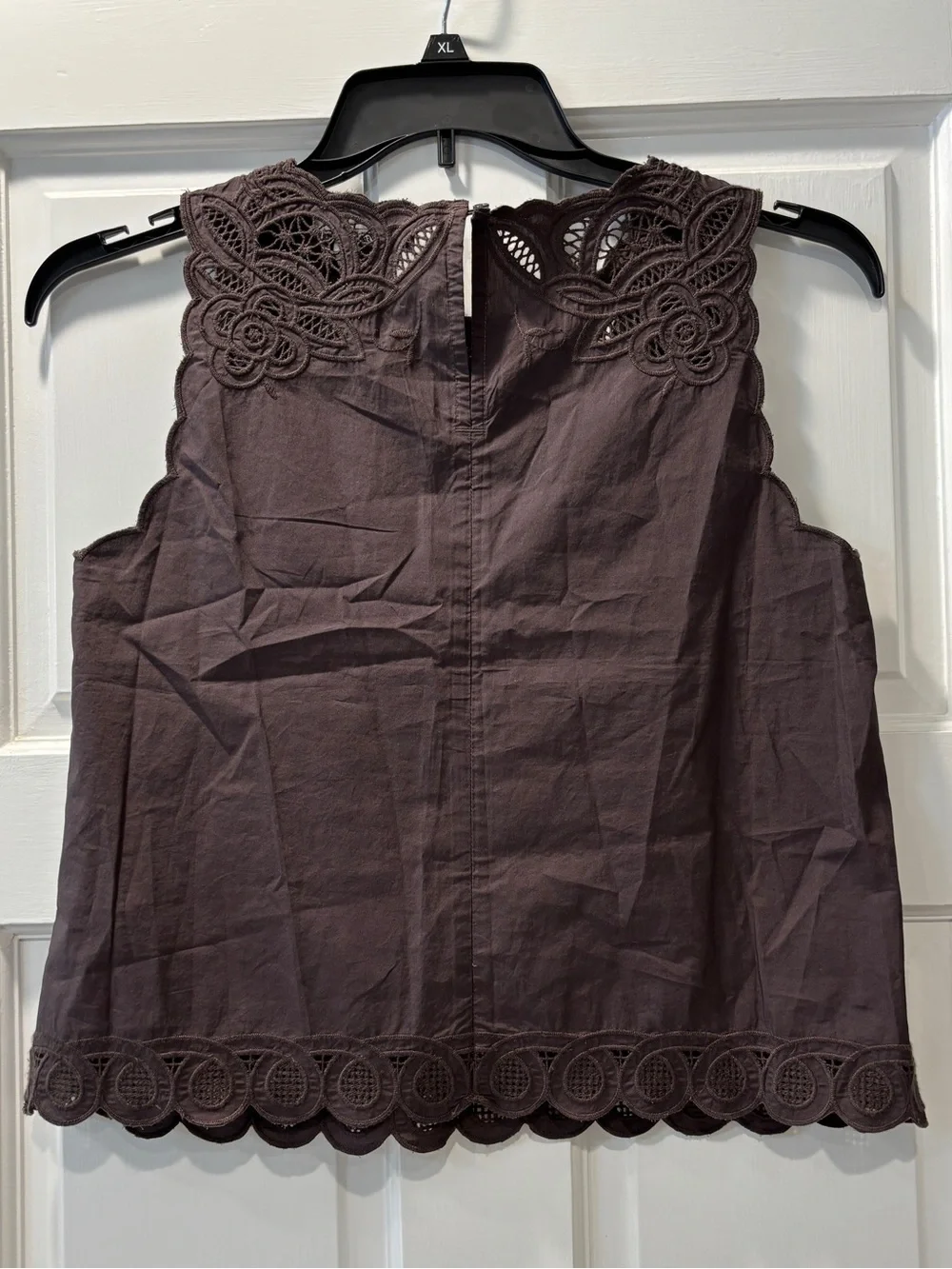 NWT Madewell Embroidered Shell Top in Poplin, size S Chocolate Plum